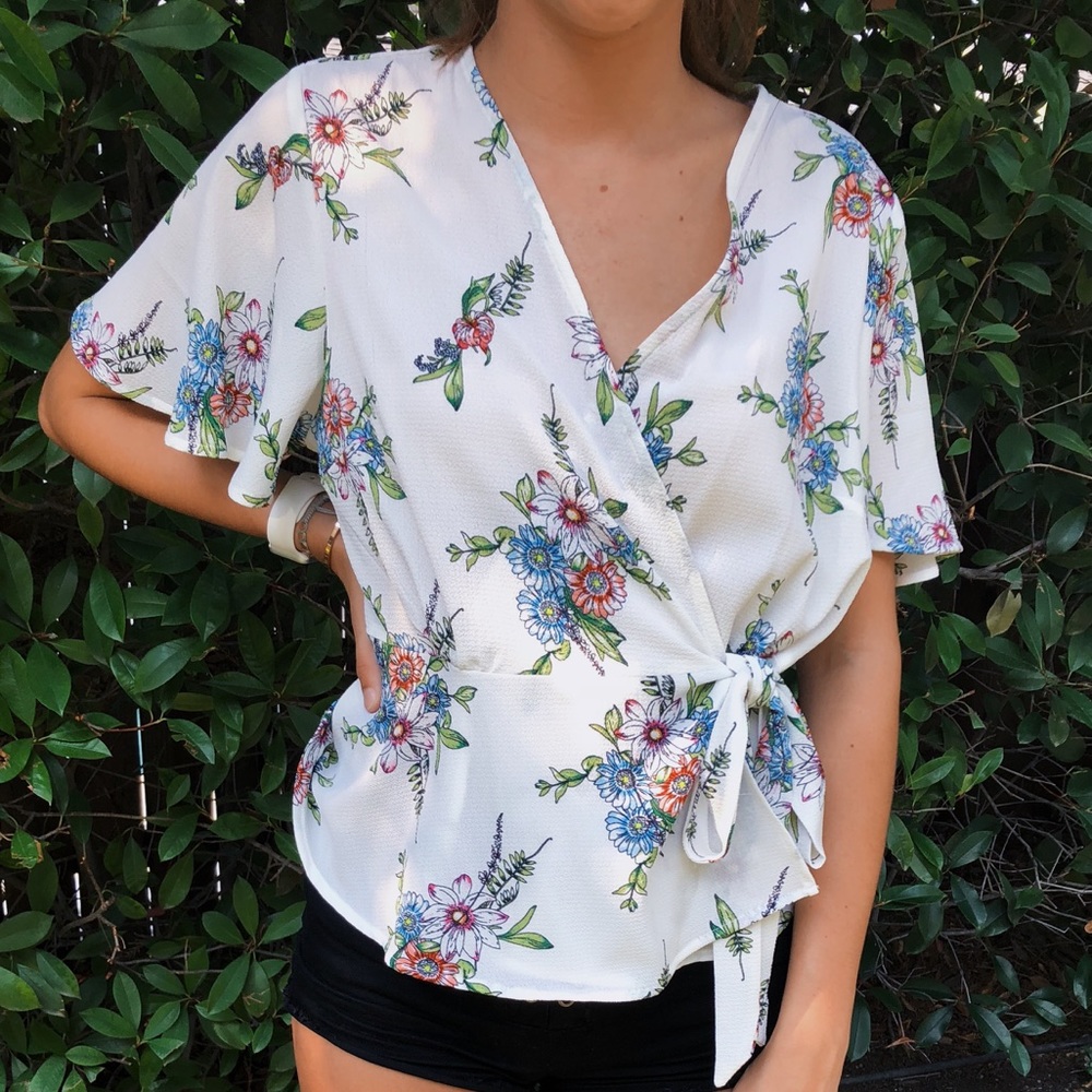 Floral Wrap Blouse